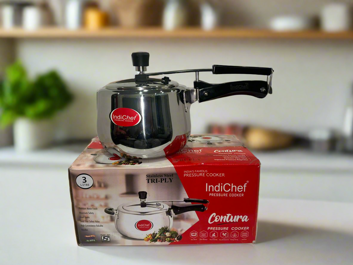 IndiChef Plain TriPly Stainless Steel Induction Base Pressure Cooker
