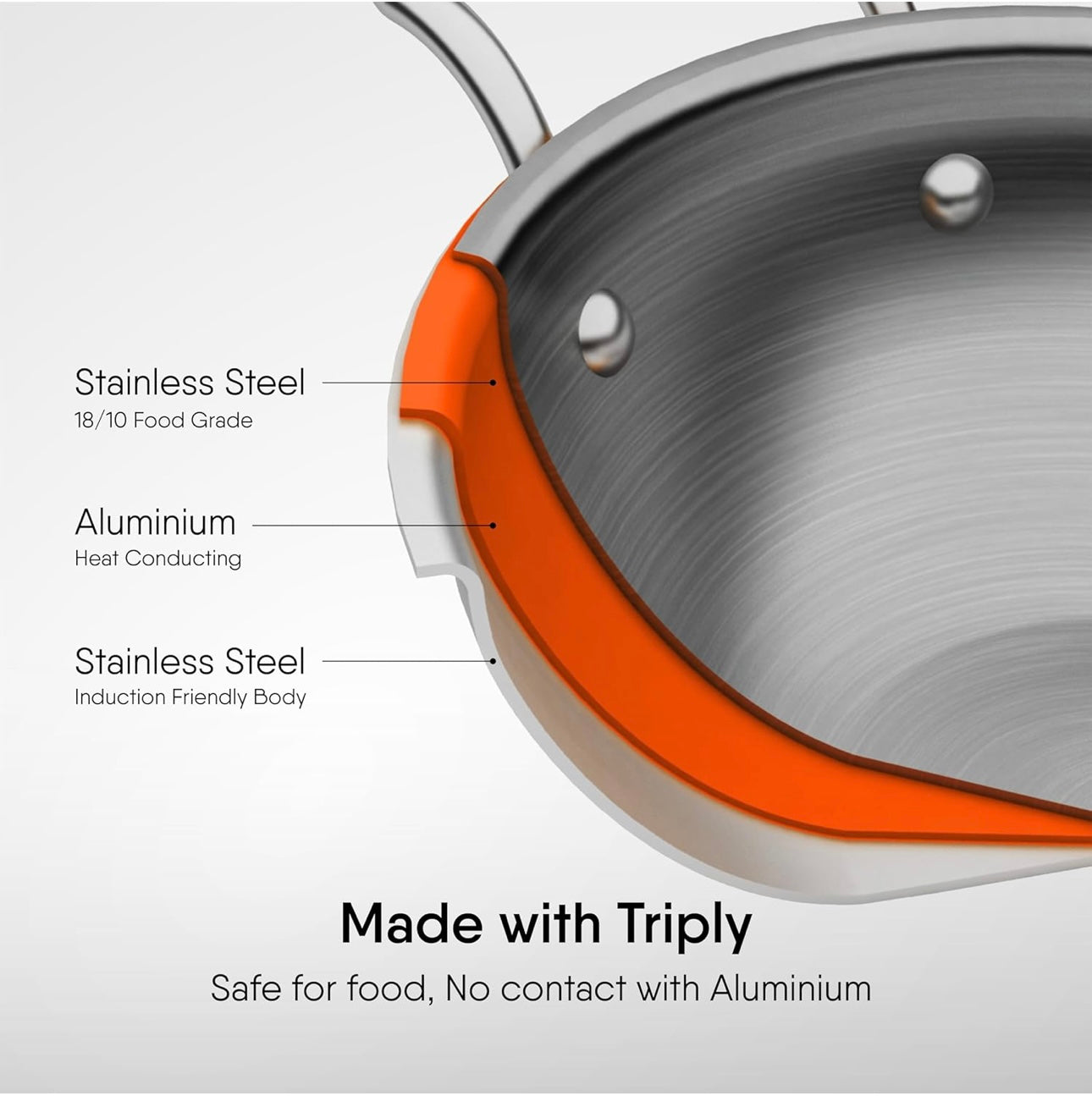 Triply stainless steel kadahi