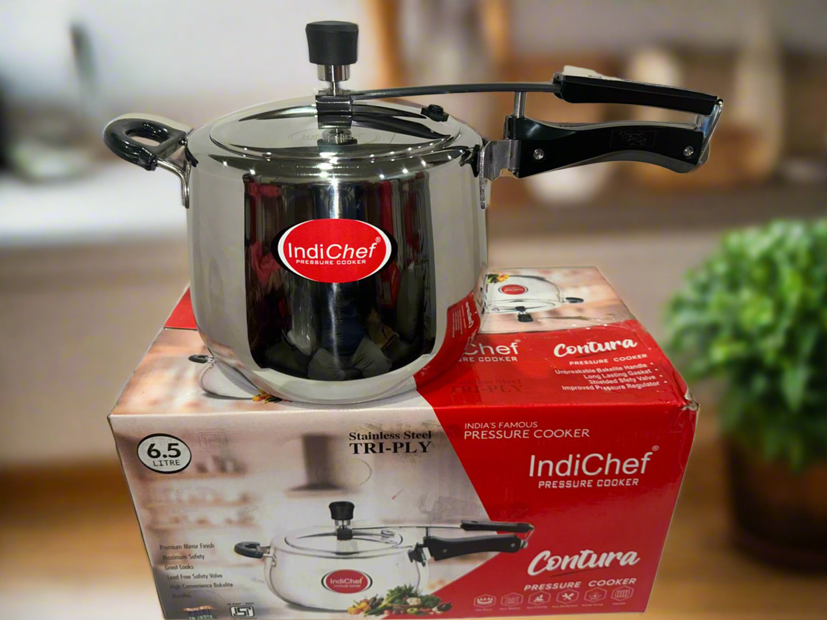 IndiChef Plain TriPly Stainless Steel Induction Base Pressure Cooker