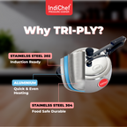 IndiChef Plain TriPly Stainless Steel Induction Base Pressure Cooker