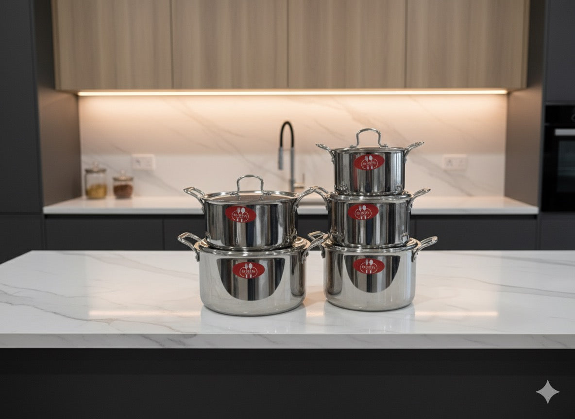 Premium Triply Stainless Steel Casserole Set – Durable, Even-Heating Cookware for Everyday Use