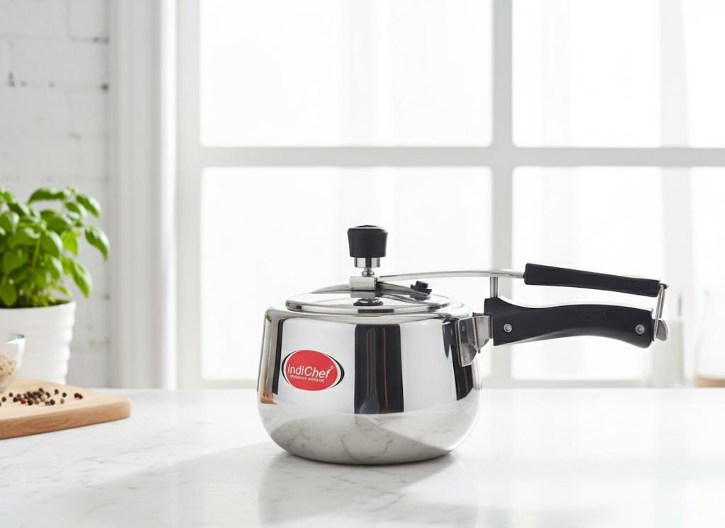 IndiChef Plain TriPly Stainless Steel Induction Base Pressure Cooker